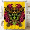 Tuniu Samurai Warrior Japanese Mask Shower Curtain Room Decor Wall Hanging Art Print Red Pink Decorative Curtain