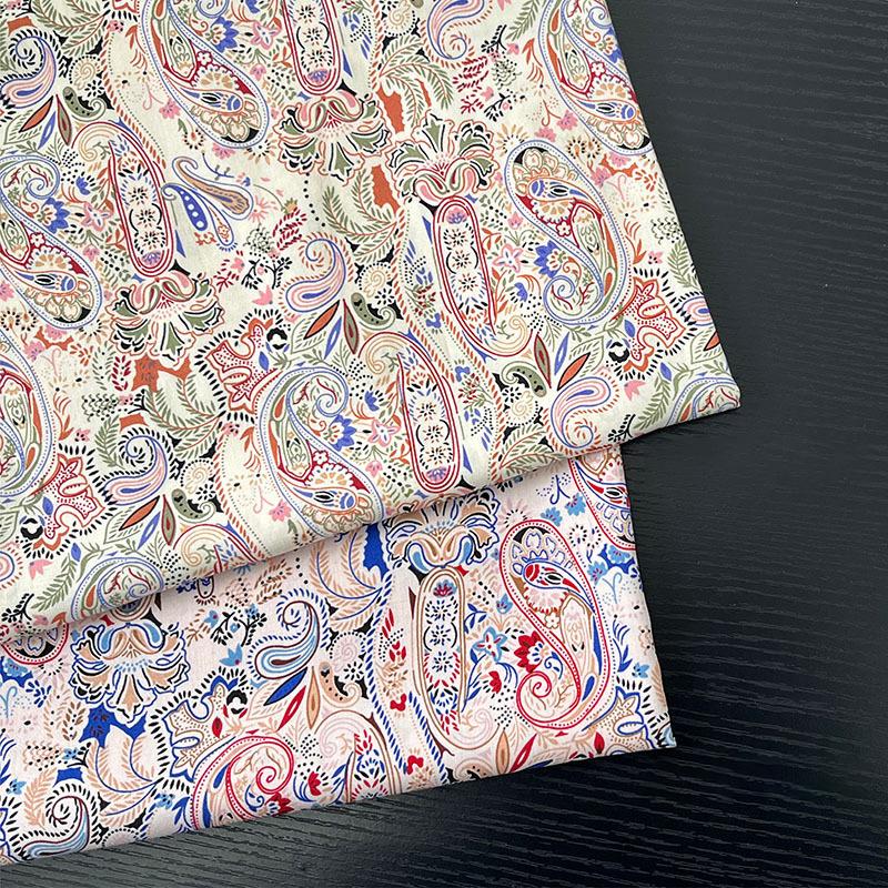 Rayon Fabric Plain Cashew Flower Bohemia Polka Dot Printed Cloth for Sewing Pajamas Skirts Clothes By Meters