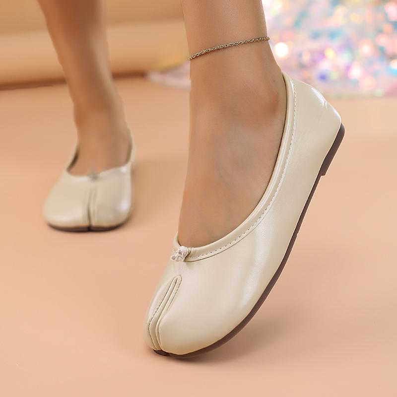 Damen Leder Zehentrenner Slipper, Flache Schuhe, Bequeme Schlupf Ärmel, Atmungsaktive Freizeitschuhe