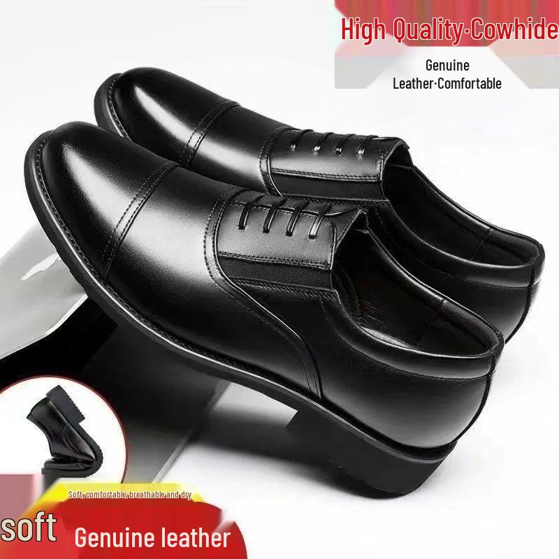 Dragonfly Men's Genuine Leather Business Casual Shoes - Soft, Comfortable, Non-Slip, Wear-Resistant Cowhide with Thin Sole