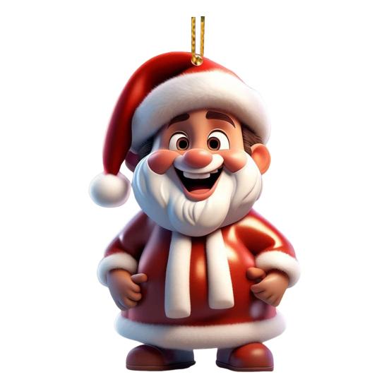 Santa Claus Ornaments 2D Cartoon Santa Claus Acrylic Pendant Xmas Tree Hanging Decoration for Holiday Tree Decor
