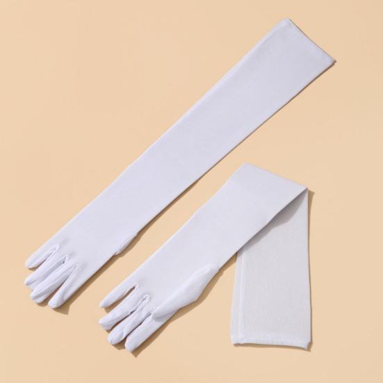 1 Pair Gloves Thin Mesh See-through Stage Performance Pole Dancing Full Fingers Breathable Soft Anti-slip Solid Color Bride Wedding Gloves