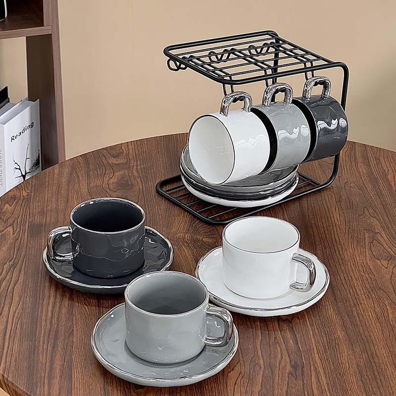 Nordic Style Luxury Ceramic Coffee Cup Set (6 Pieces) - Elegant Housewarming Gift