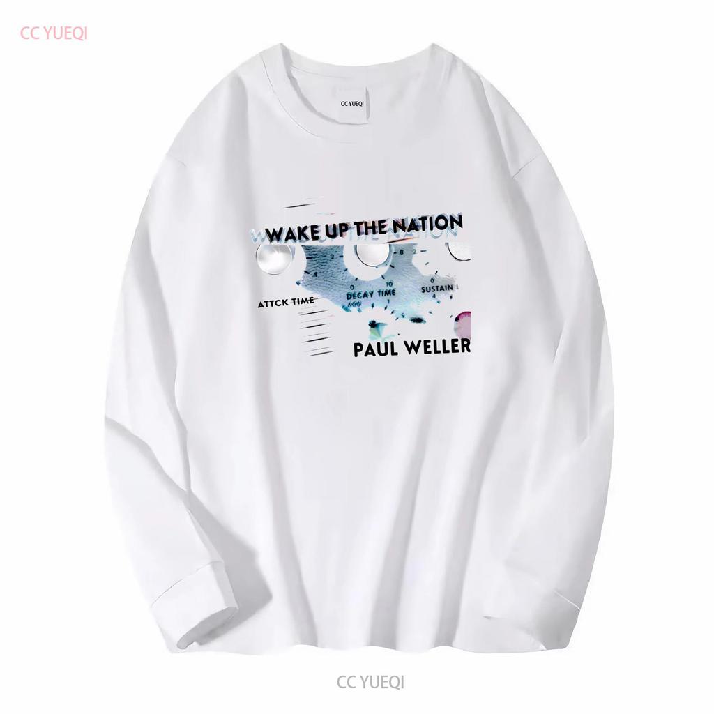PAUL WELLER WAKE UP THE NATION WHITE T SHIRT NEW OFFICIAL MOD JAM STYLE COUNCIL long or short sleeves vintage Washed Stretched