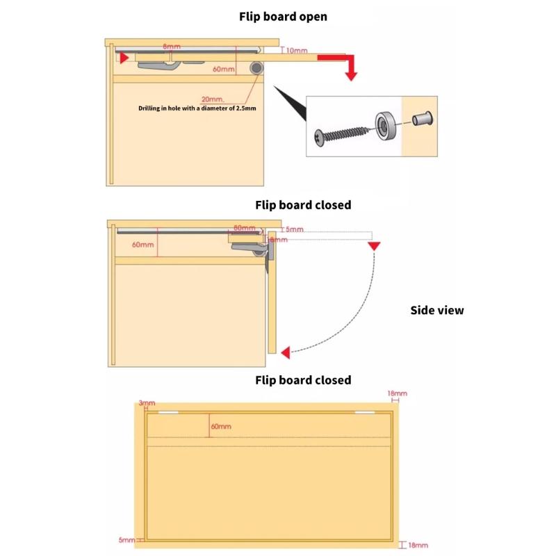Smooth and Quiet Folding Invisible  Door Rail Cabinet Door Sliding Mechanism for Kitchen Cabinets & Living Room Storage