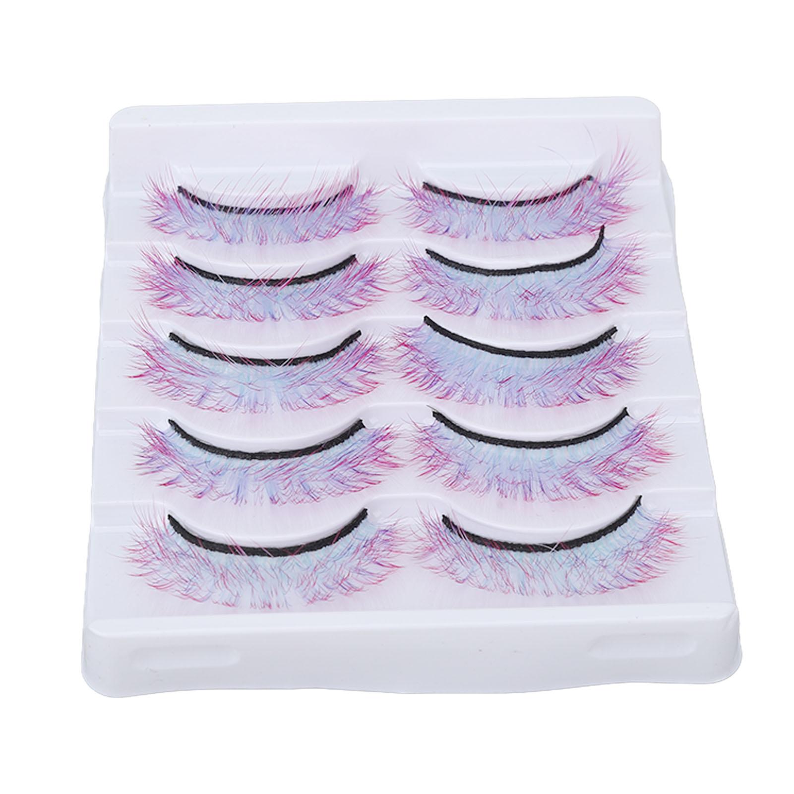

5pcs Colorful Eyelashes Dramatic Gradient Color False Eyelashes 3D ing Fake Eyelashes