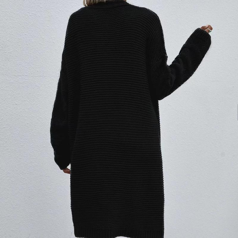 IHUASU Cardigan lung de toamnă și iarnă, culoare uni, pulover de modă tricotat pentru femei