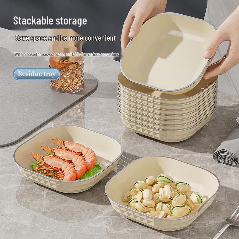 INS Style quadratisches Snackteller-Set mit silbernem Gestell