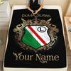 1PC Crest Emblem Custom Name Patterned Flannel Blanket Suitable For All Seasons For Home Decor Warmth And Comfort Gifts Holiday Present