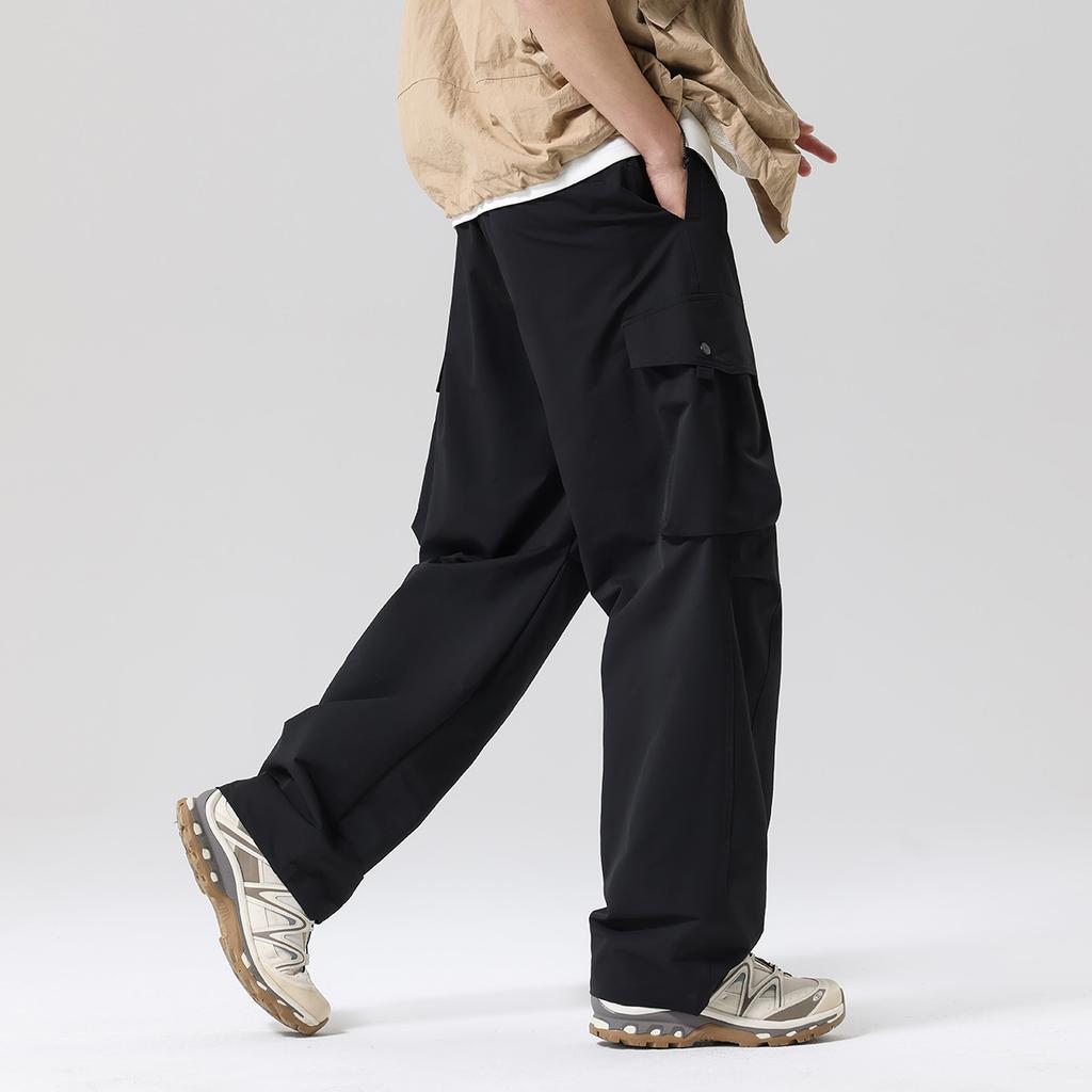 Workwear Multi Bag Outdoor Mountain Style Paratrooper Pants, Micro Elastic Straight Leg Men's Casual Pants