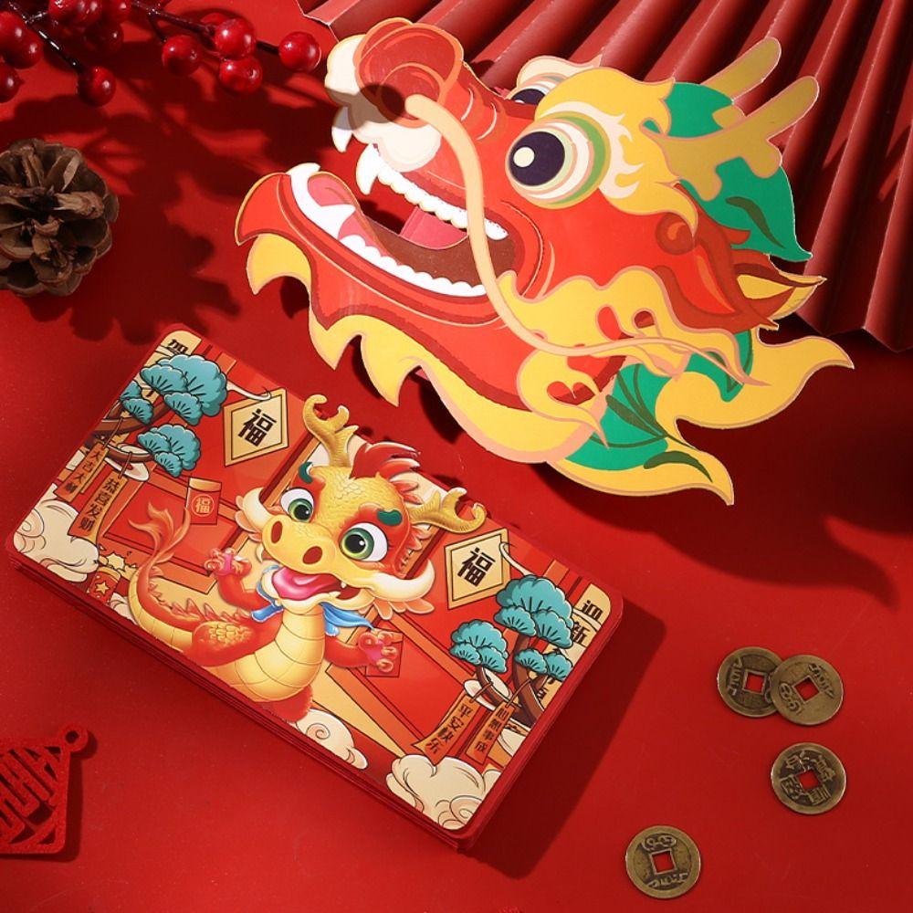 Cute Zodiac Dragon Red Envelope National Style Cartoon Red Bag Folding Red Packet  Festival Gift