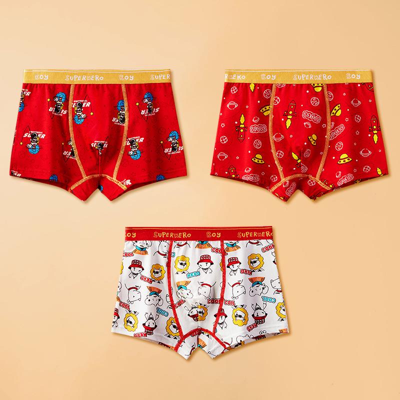 Year of the Horse Boys' Red Cotton Boxer Briefs - Medium & Large
