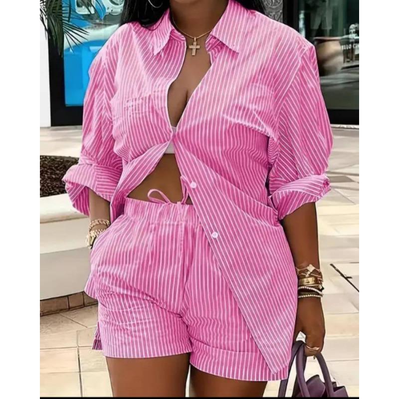 

YYFS Женский Модный Повседневный Весенне-Осенний Костюм с Цветным Блочным Принтом, Лонгсливом, Воротником ПОЛО и Брюками XXXXL