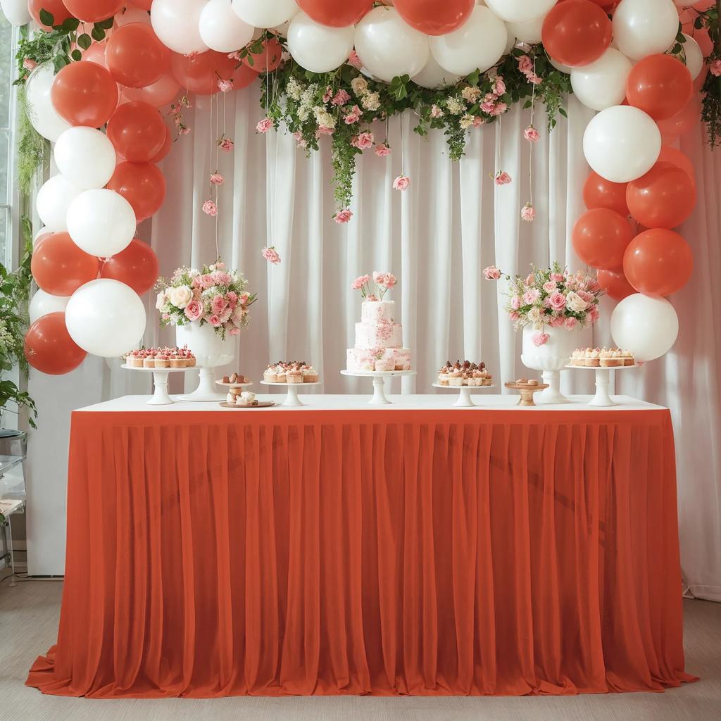 Chiffon Table Skirt for Baby Shower Tulle Ruffle Table Cloth for Wedding Birthday Party Bridal Shower Cake Table Decorations