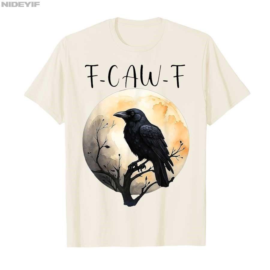 F Caw F Black Crow, F-Caw-F Funny Black Bird Saying Meme T-shirt Men Women 100% Cotton T Shirts Short Sleeve Tops P416