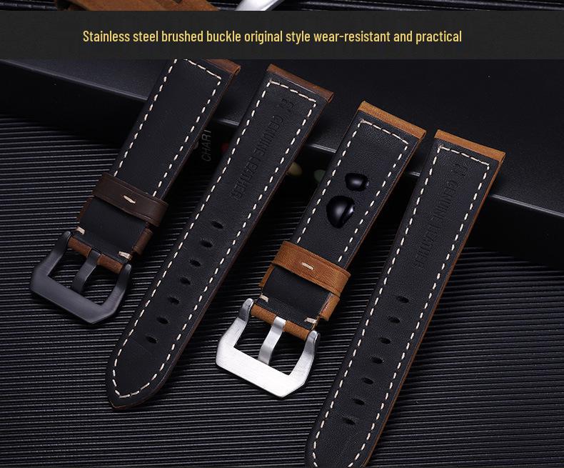 Peihaina Hai Genuine Crazy Horse Leather Strap for Panerai - Quick Release, 20/22/24/26mm.