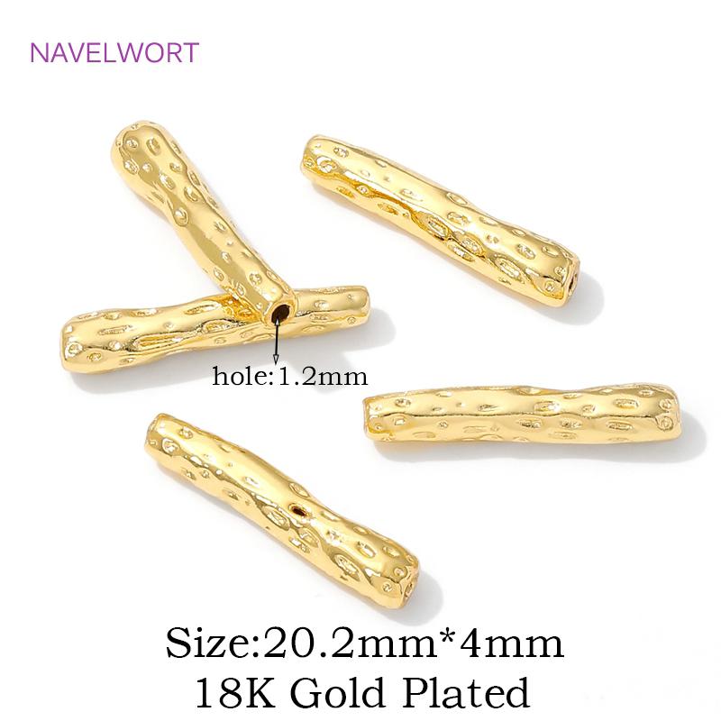 

18K Gold Plated Irregular Long Strips Beads Separators,Brass Spacers Bead For Jewlery Making DIY Bracelet Making Accessories 2 Pieces