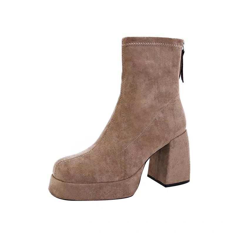 Fashion Small High Heel Stretch Skinny Boots Women 2025 Fall Winter New Block Heel Platform Platform Booties Fashion Boots