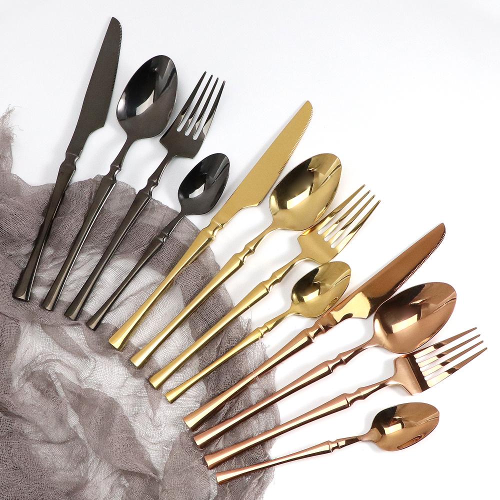 4Pcs  Luxury Lightweight  Flatware Set  Steak Knife Fruit Fork Spoons  Stainless Steel  Dessert Utensils  Western  Tableware