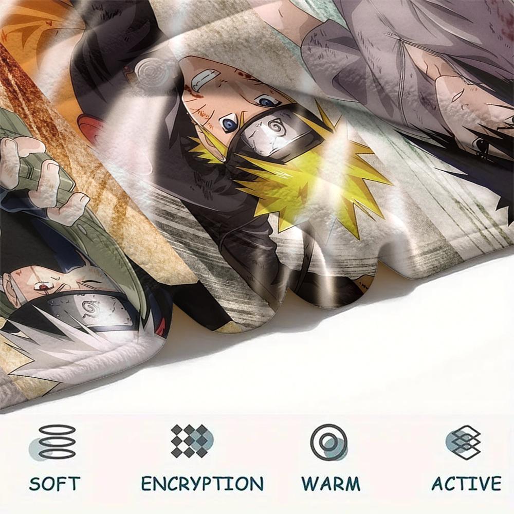 Anime Naruto pattern Flannel Blanket, High quality Comfortable for All Seasons, Home Decor, Warmth and Comfort, Perfect for Gifts.