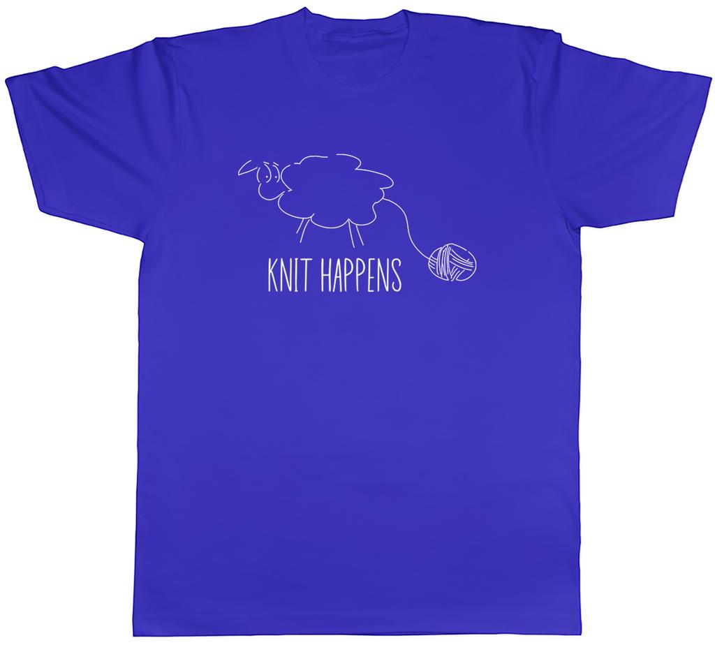 Funny Knit Happens Unisexs TShirt Sheep with Wool Yarn Tee Gift
