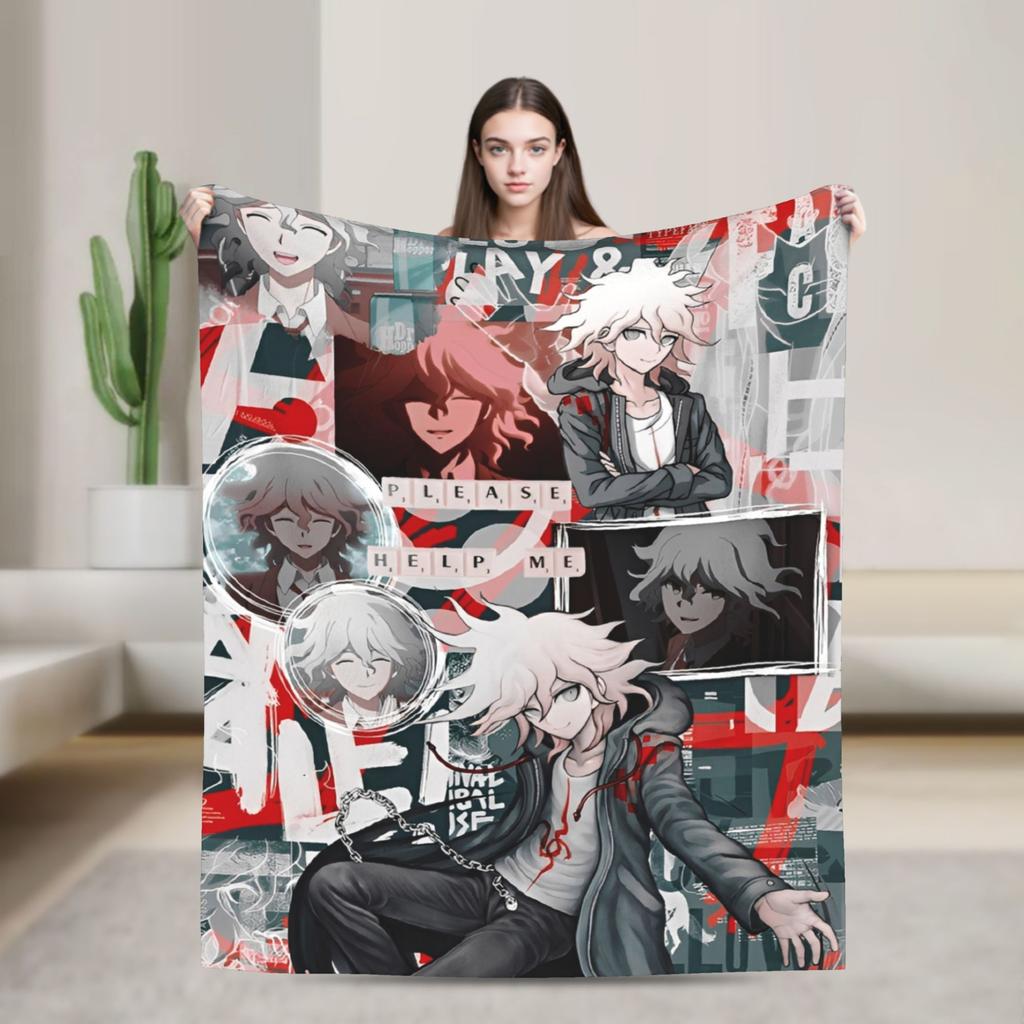 Danganronpa Nagito Komaeda Flannel Blankets Game Anime Novelty Throw Blanket for Home 125*100cm Warm