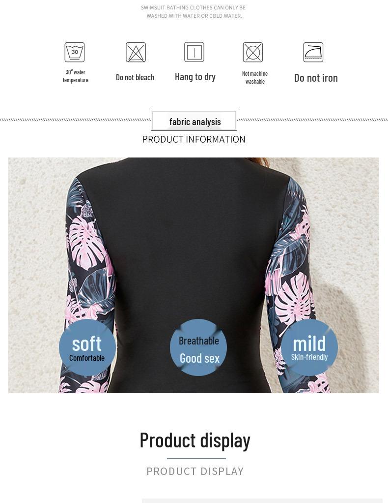 2025 European American Print Sun Protection Two-Piece Surf Swimsuit with Long Sleeve Skirt Style