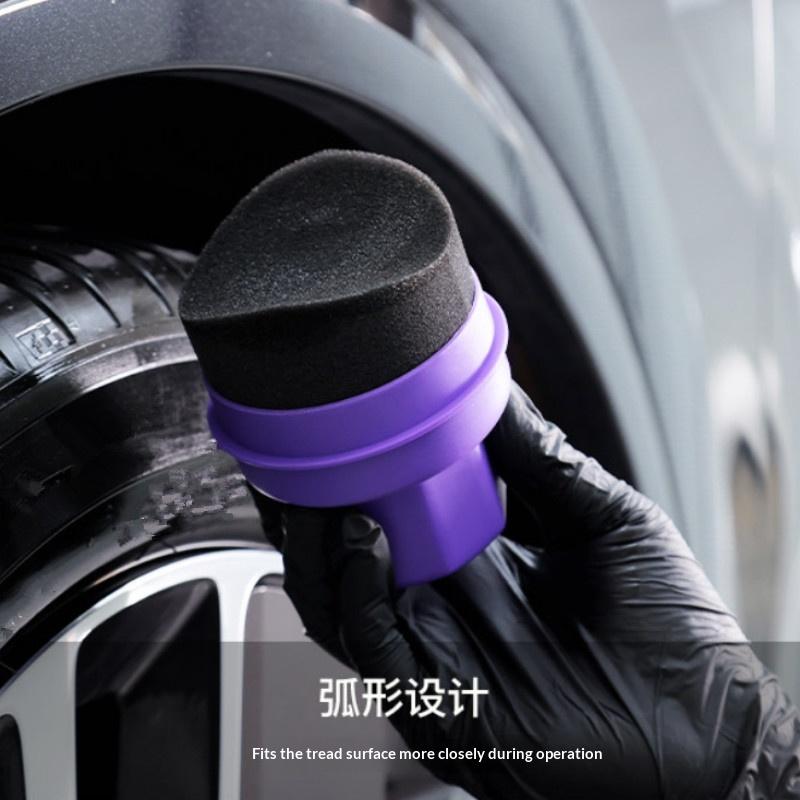Car Tire Waxing Sponge Car Wax Applicator Pad With Lid Curved Shaped Easy Waxing Tire Sponge Tire Cleaning Tools Detailing Brush