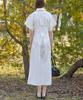 Collet Slim Fit Pintuck Summer Shirt Short Sleeve Maxi Long Dress [White] 610