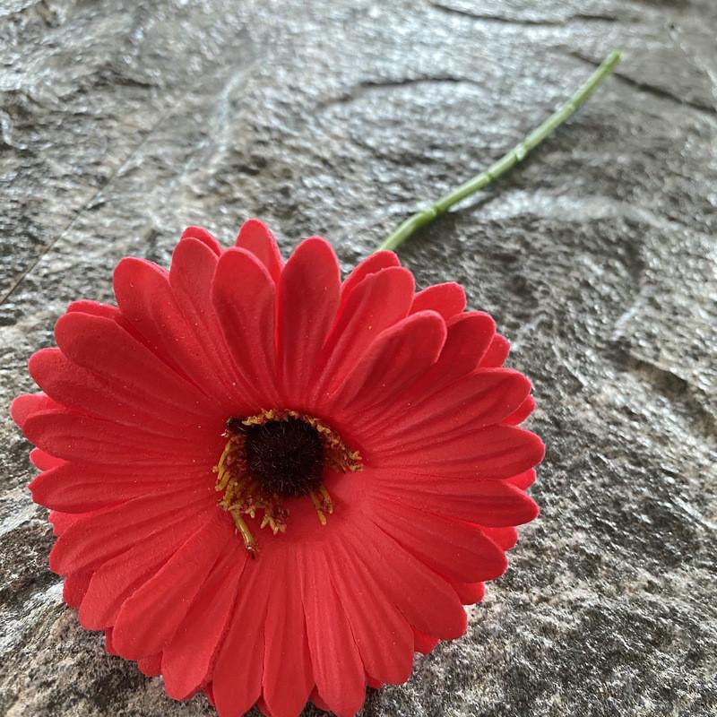 Pu Gerbera Daisy Artificial Flower For Wedding Decor Home Styling Soft Rubber Material
