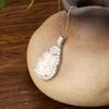 S925 Silver High Ice Chalcedony Gourd Necklace, White Ice Transparent Chalcedony Pendant, National Trend Fashion Jewelry for Women