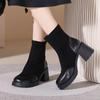 2025 Retro Chunky Heel Sockenstiefel: Damen Stiefeletten im britischen Stil mit hohen Absätzen und dicken Sohlen für Influencer
