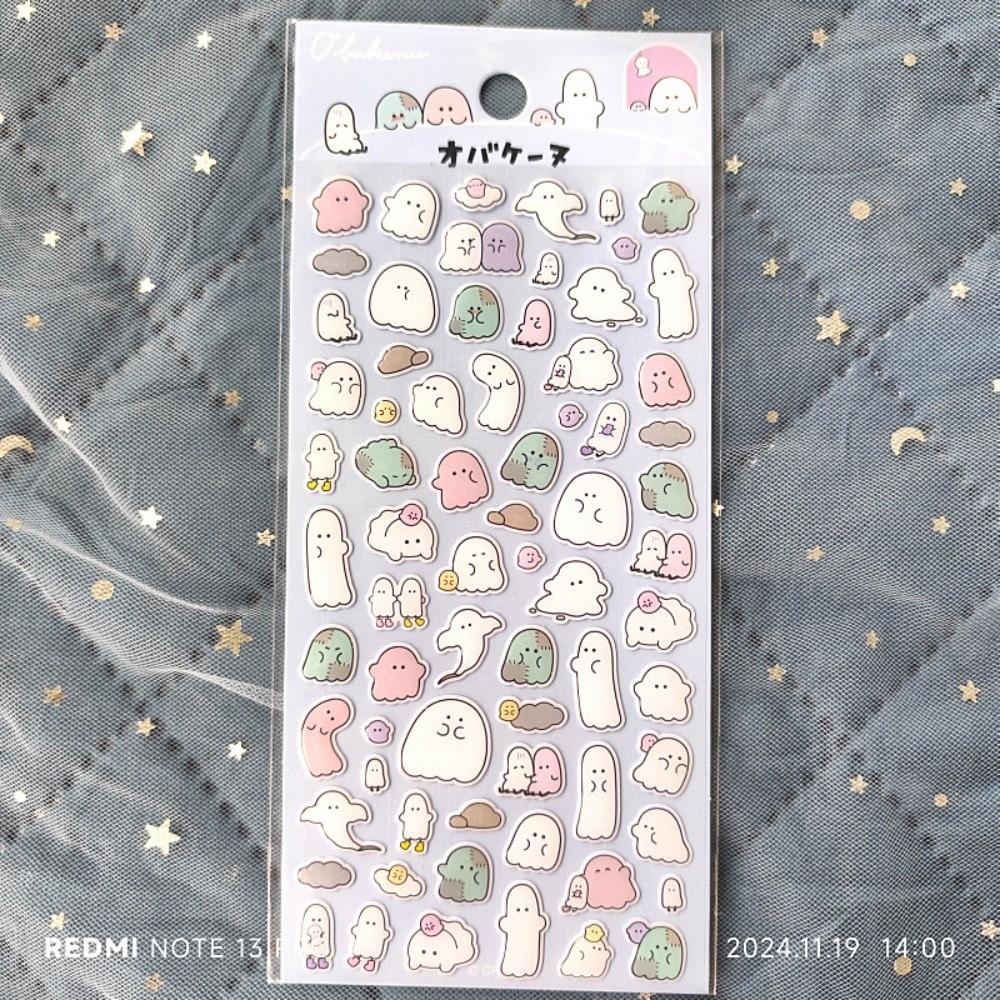 4-Piece Cute Ghost Crystal Epoxy Resin Stickers Multiple Styles Decor for Diaries & Phone Cases BulingBulingStickers Store