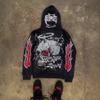 Sweat à capuche zippé surdimensionné pour homme avec imprimé graphique Streetwear Coupe ample Tenue décontractée
