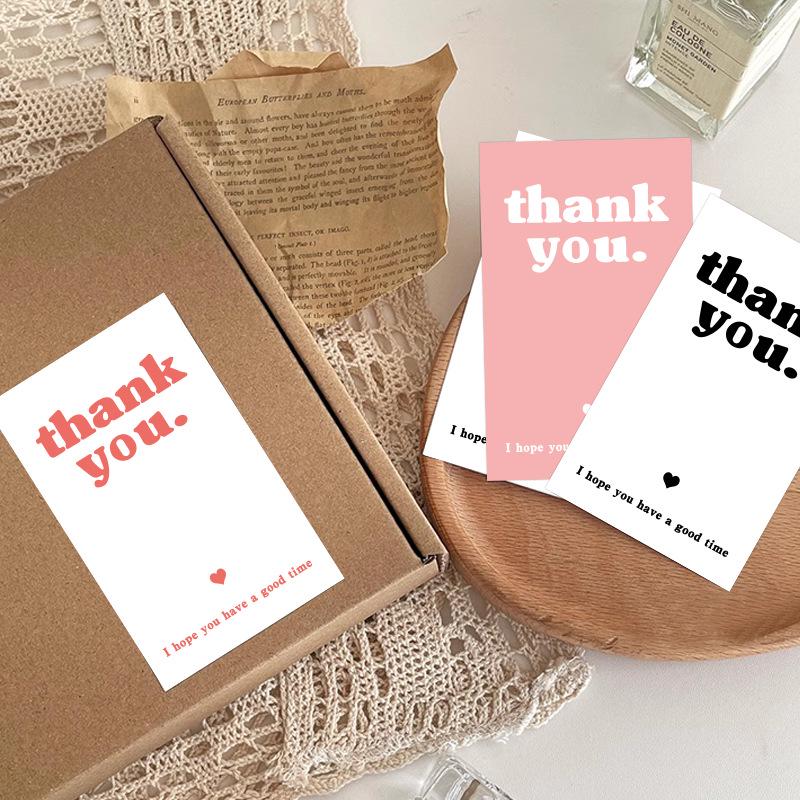 Simple White Rectangular 'Thank You' Stickers for Gift Box and Packaging Decoration