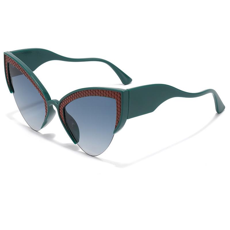 Luxury Sexy Semi Rimless Gradient Cat Eye Women Sunglasses  Brand Design Vintage Leopard Print Punk Trendy Men Eyewear Uv400