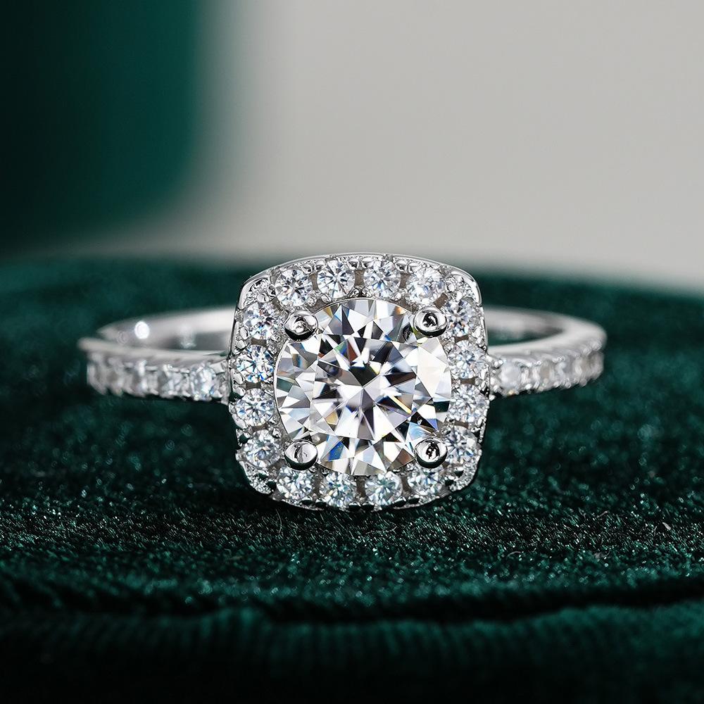 

1/2/3ct Cut Moissanite Ring S925 Sterling Sliver Plated White Gold Wedding Engagement Rings For Women 5&0.5CT Moissanite