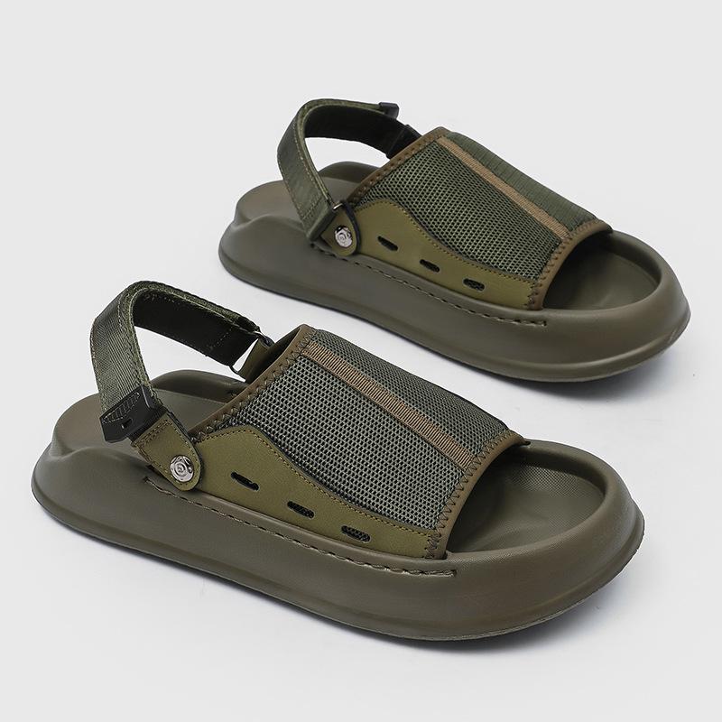 2025 New High-end Soft-soled Men's Shoes Wading Casual Summer Men's Breathable Beach Shoes 471226 Olive green-J