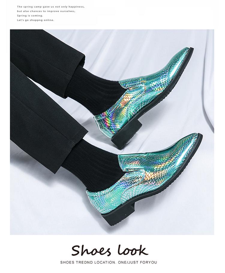 Men's Plus Size Leather Pointed Toe Slip-on Derby Shoes - Shiny Formal & Casual