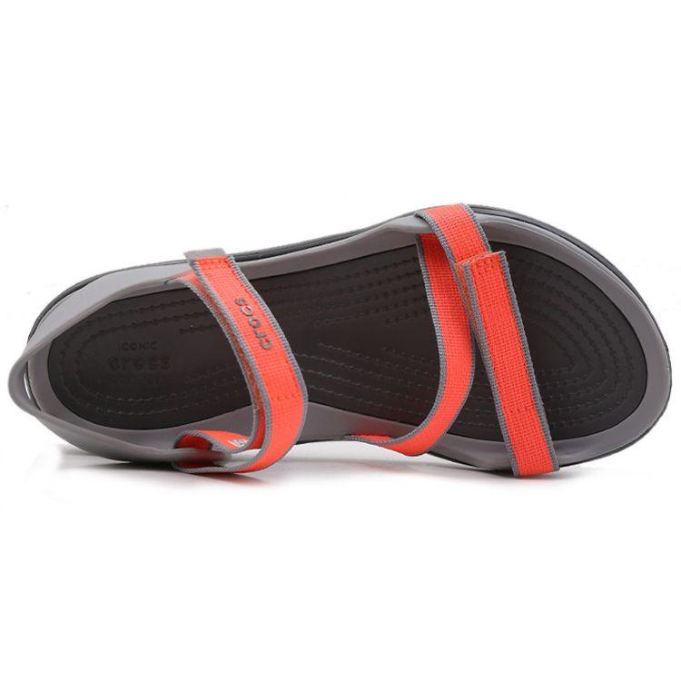 Crocs Swifwater Webbing Outdoor Casual Sandals Women Sandals Red Gray 204804-6PK