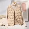 Womens Lightweight Padded Vest With Fleece Lining V-Neck Sleeveless Short Outerwear Winter