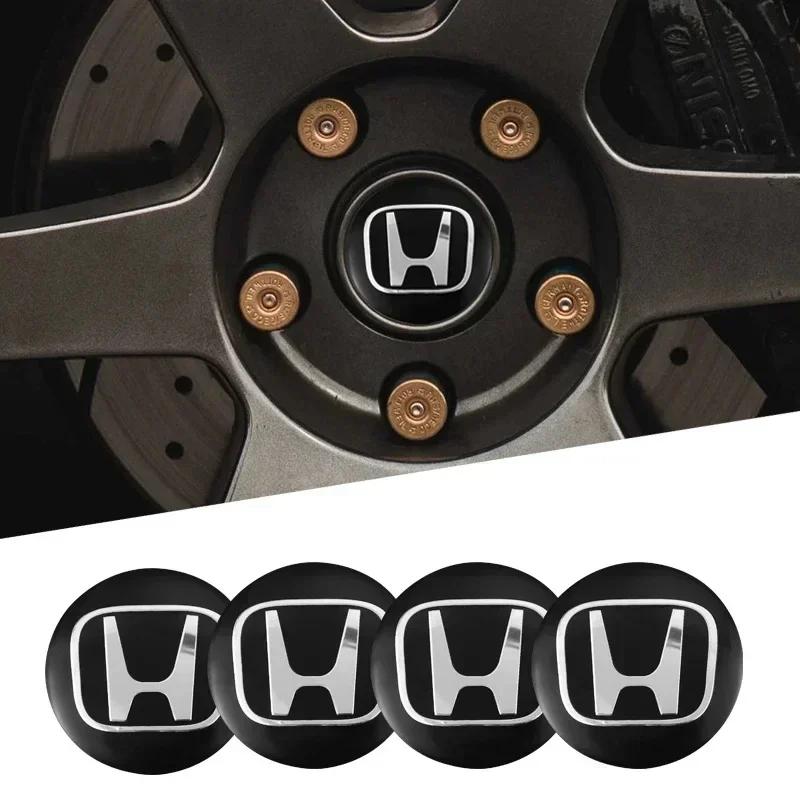 4PCS 56mm for Honda Car Hub Center Cap Metal Badge Sticker Honda Civic Accord Car Hub Decorative Sticker