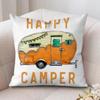 Happy Camping Rv Camper Car Cushion Cover Silky Short Plush Invisible Zipper Dustproof Sofa Pillow Case For Home Decor