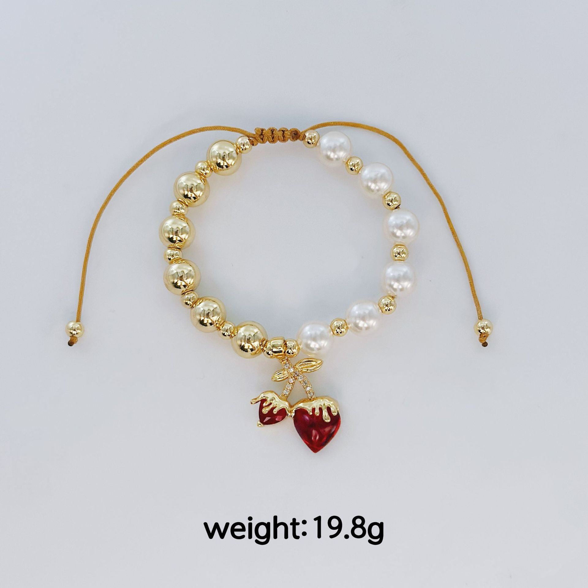 

Популярный браслет из бисера и вишни на День матери, браслет из жемчуга, нишевый индивидуальный браслет с капающим маслом, клубника, круглые бусины, ювелирные изделия