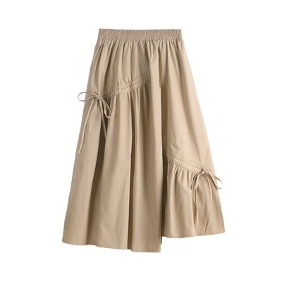 Summer Women's Casual Fashion Solid Color Ruched Pleated Irregular Half-length Skirt