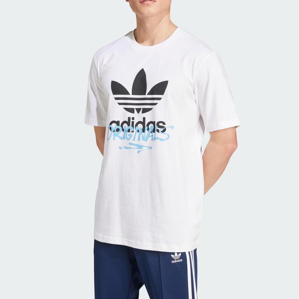 adidas Originals Ts Street 1 Crew Neck Logo Letter Short Sleeve T-Shirt Men Tops White IX6750