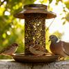 Solar Powered Bird Feeder With Lights, Antique Copper Decorative Cutout Hanging Bird Feeder For Outdoor Garden Yard