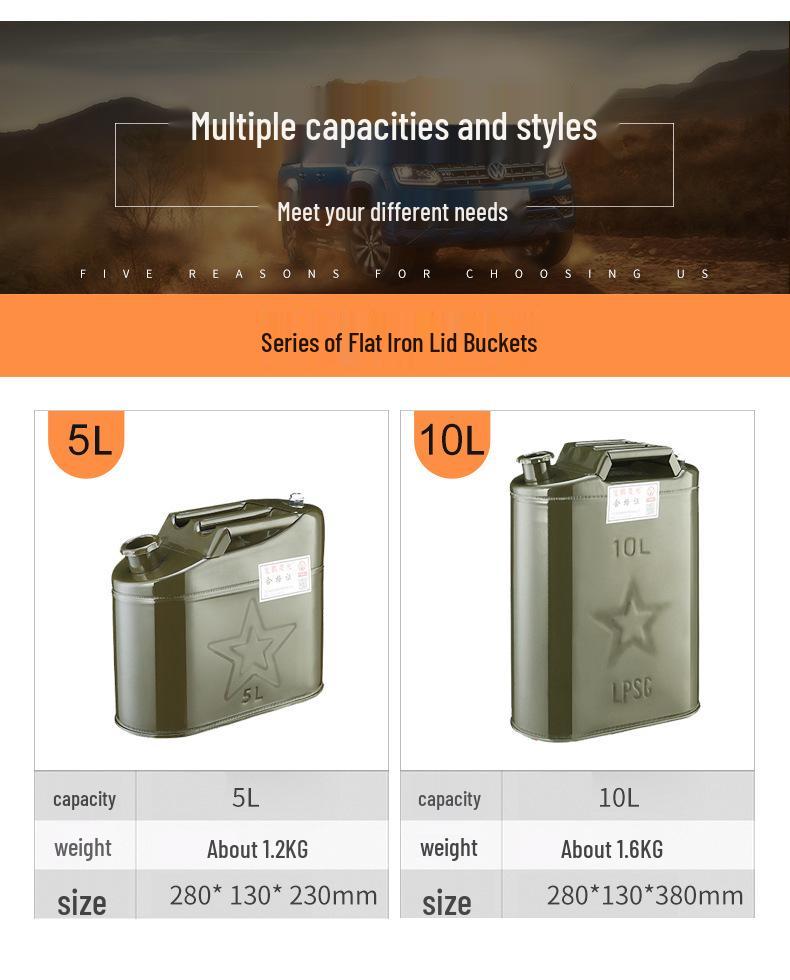 Gasoline/Diesel Fuel Can: 10L & 20L Spare Tank, Thickened Sheet Metal
