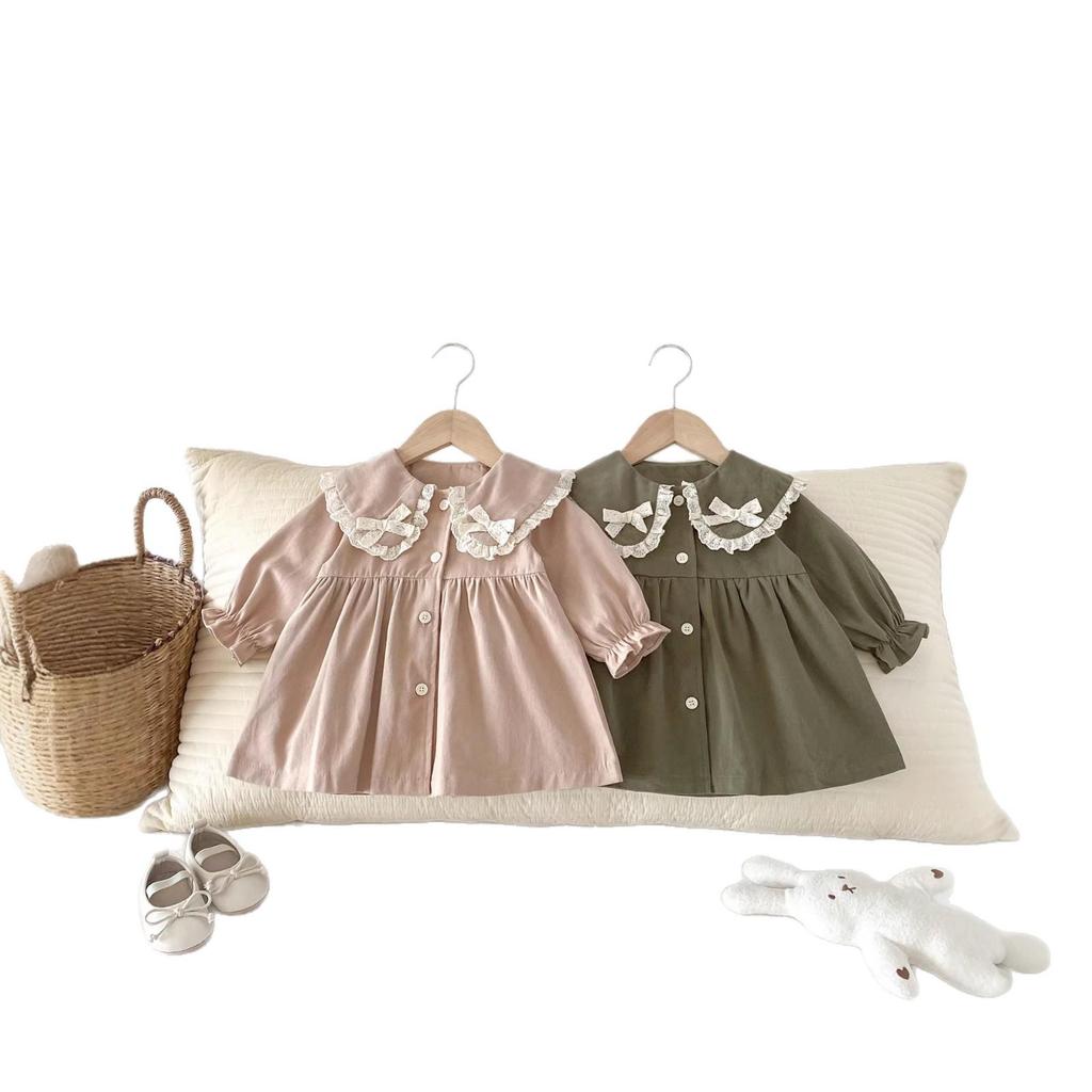 Toddler Girls' Light Jackets & Stylish Retro Bow-Tie Lace Collar Princess Dresses for Autumn & Spring