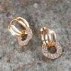 Brincos de Argola Redondos de Zircônia Branca Femininos de Luxo Moda Cor Ouro Rosa Prata Casamento Para Mulheres